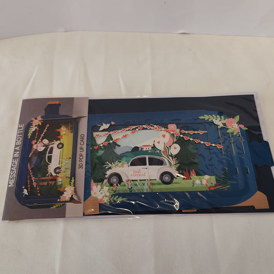 Message in a bottle pop up greeting card wedding