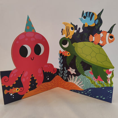 Jiggly eyes octopus greeting card.