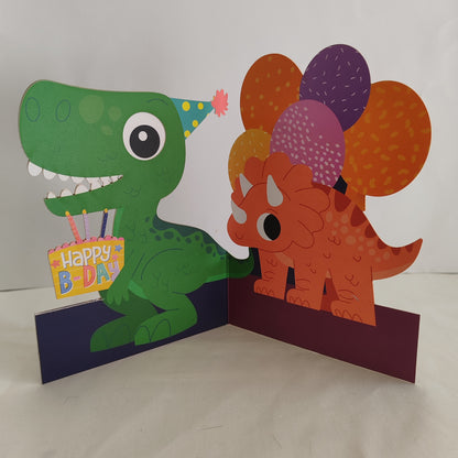 Wobbly eyes dinosaur greeting card