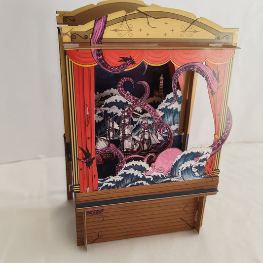 Paper theatre interactive greeting card sea scene