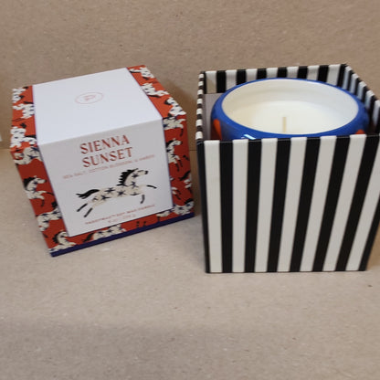 Adopo scented candle with horse design. Sienna sunset Scented