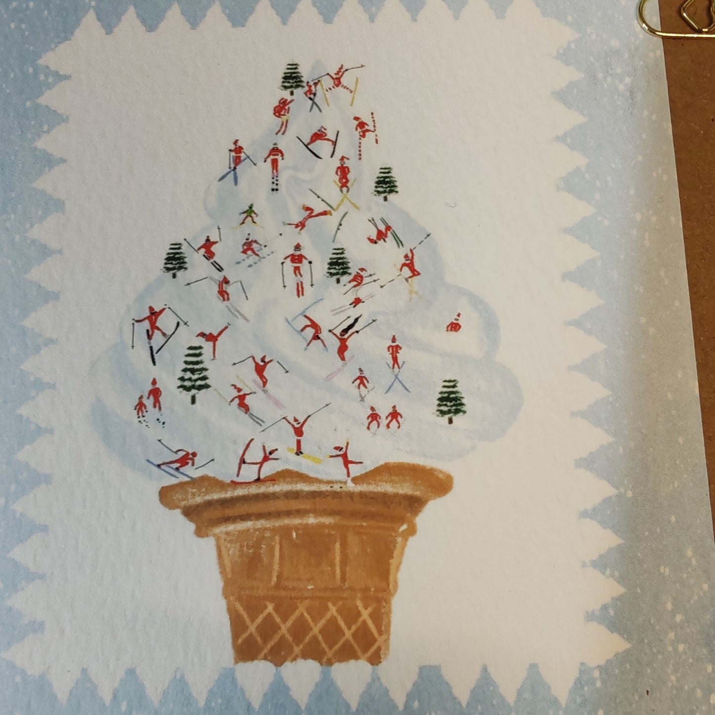 Ice cream ski cone greeting card