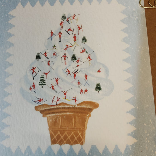 Ice cream ski cone greeting card