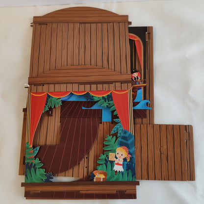 Paper theatre pop up greeting card. Pirate theme
