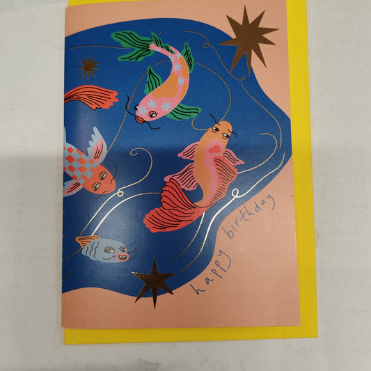 Koi fish happy birthday greeting card