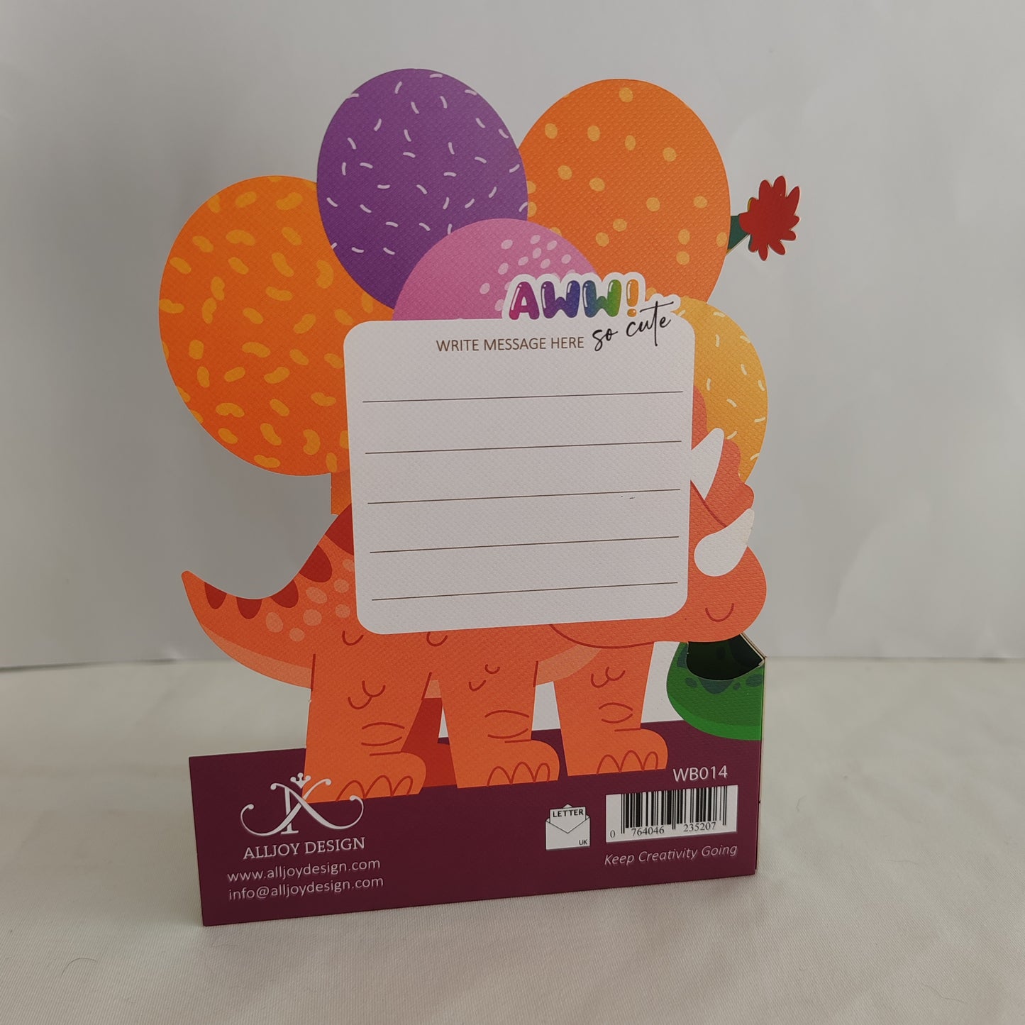 Wobbly eyes dinosaur greeting card