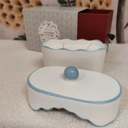 Cherie 5.5oz/155g Ceramic Dish Candle - Blue - Lavender & Tyme