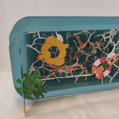 Message in a bottle swimming greeting card