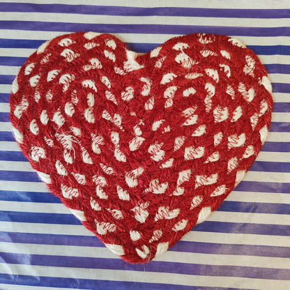Heart red and white coaster