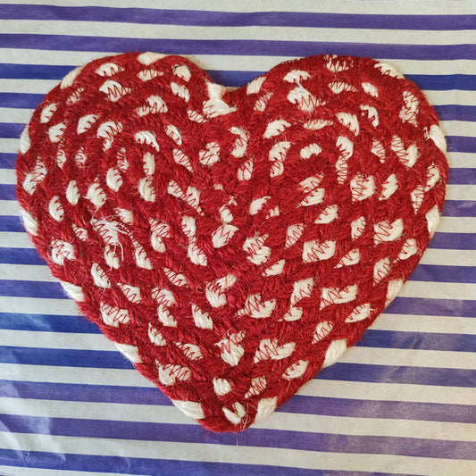 Heart red and white coaster