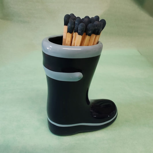 Wellington Boot Matches Holder with 25 Matches Navy Blue