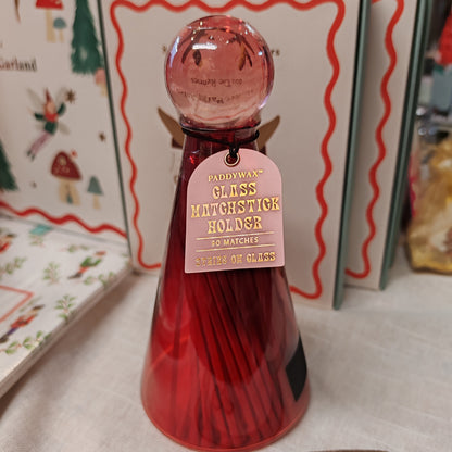 Red glass Matches Holder