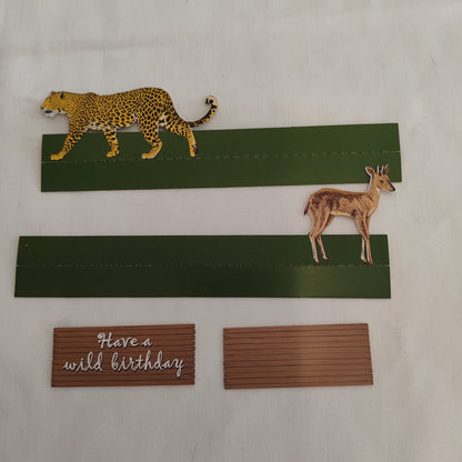 Interactive paper theatre pop up greeting card jungle theme