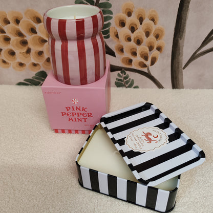 A Dopo 6oz/184g Tiger Printed Tin Candle - Black Cedar & Fig