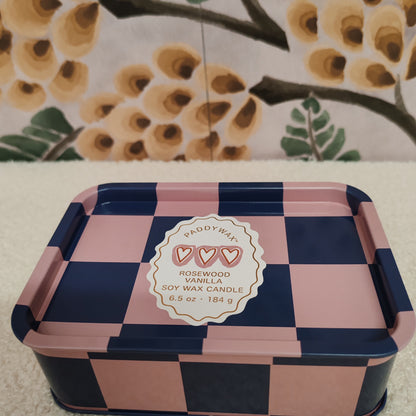 A Dopo 6oz/184g Hearts Printed Tin Candle - Rosewood Vanilla