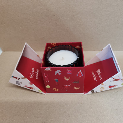 Winter Berry red glass votive scented candle in a festive box