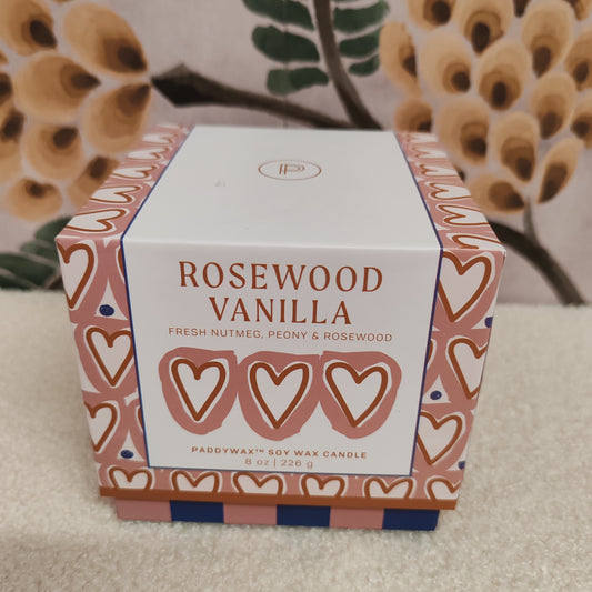 A Dopo 8oz/226g Hearts Candle - Rosewood & Vanilla