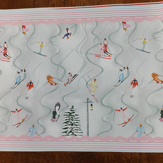 Ski scene Christmas gift wrap