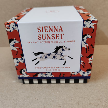 Adopo scented candle with horse design. Sienna sunset Scented