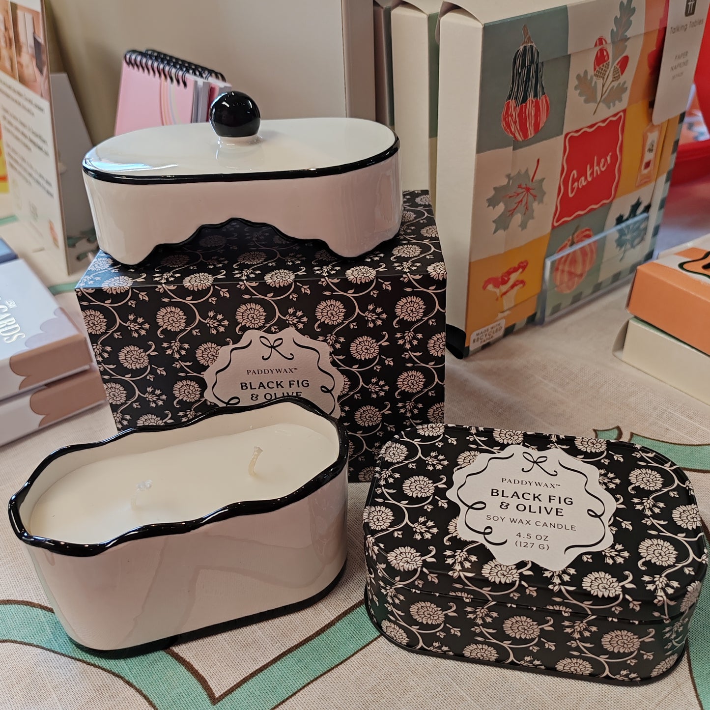 Cherie 5.5oz/155g Ceramic Dish Candle - Black-Black Fig & Olive