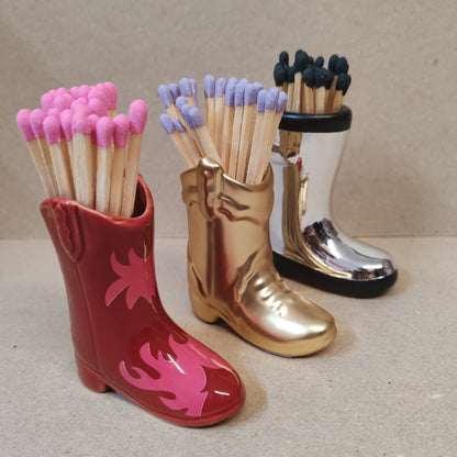 Wellington boot matches holder - chrome