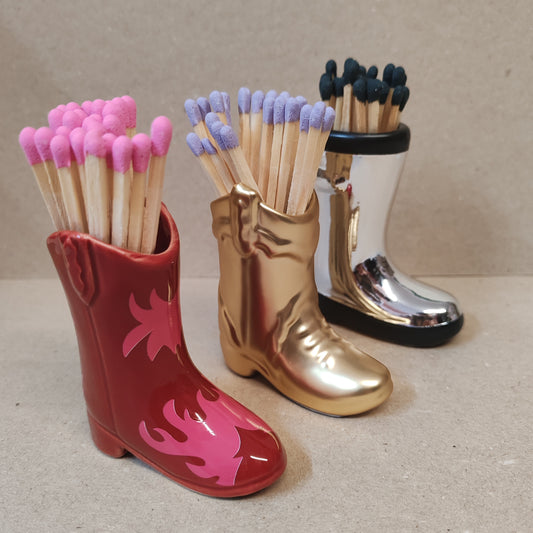 Wellington boot matches holder - chrome