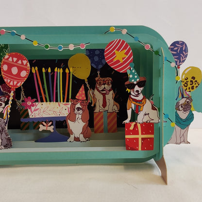 Message in a bottle greeting card dogs and cake