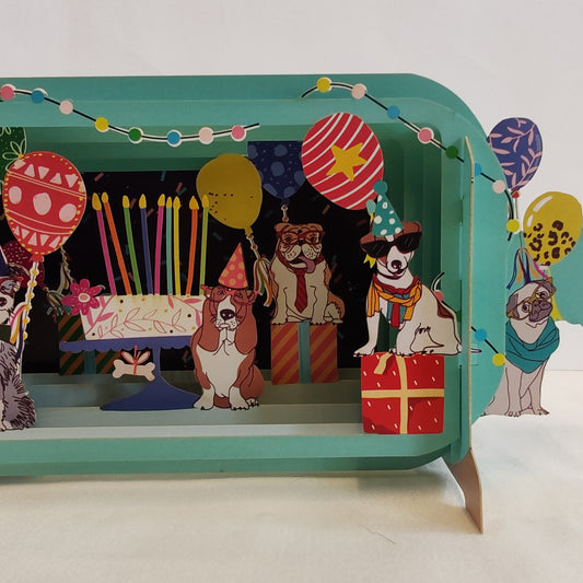 Message in a bottle greeting card dogs and cake