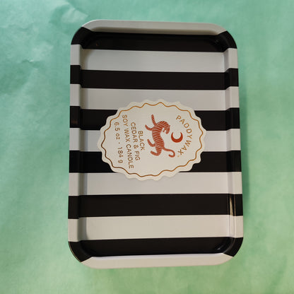 A Dopo 6oz/184g Tiger Printed Tin Candle - Black Cedar & Fig