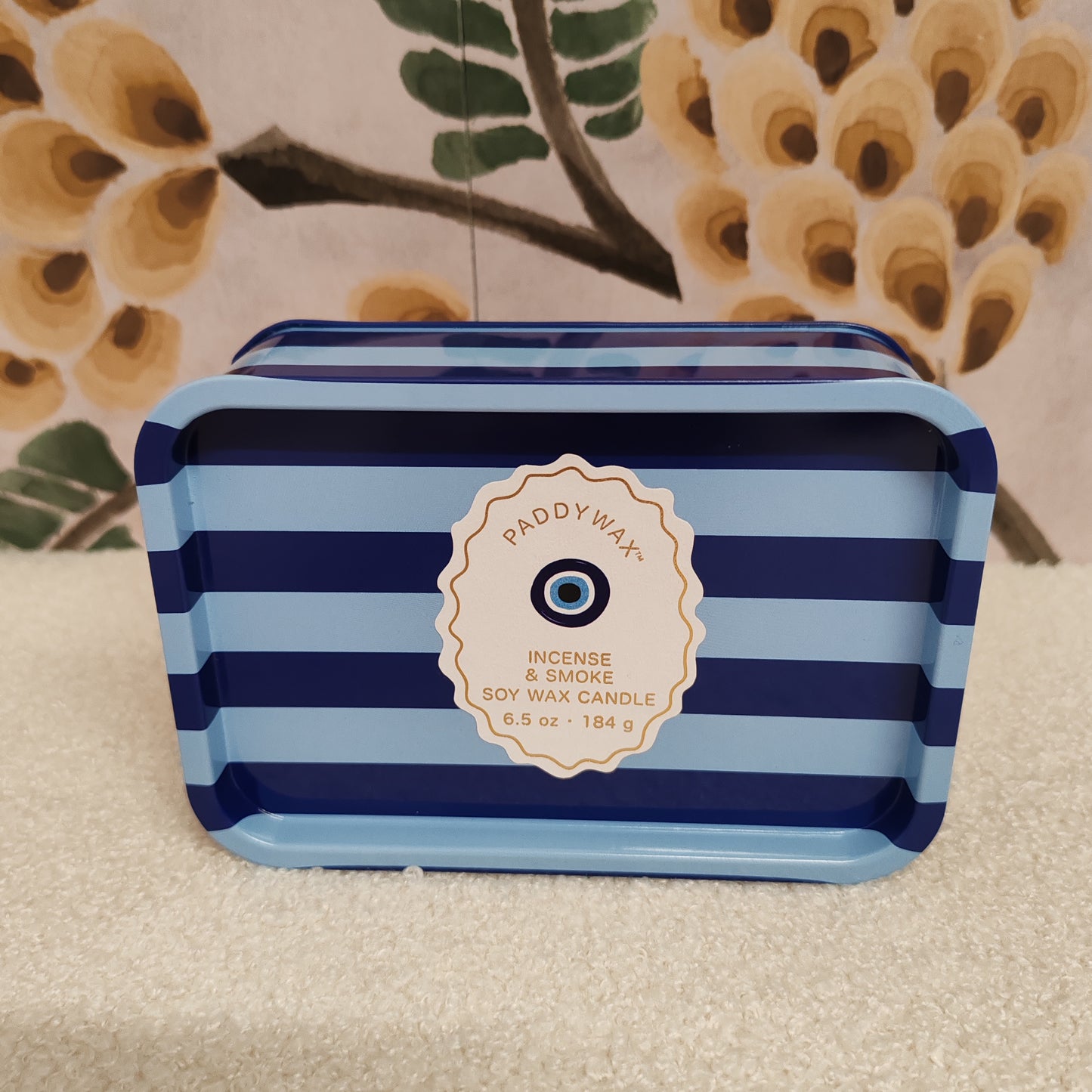 A Dopo 6oz/184g Eye Printed Tin Candle - Incense & Smoke