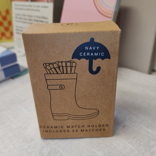 Wellington Boot Matches Holder with 25 Matches Navy Blue