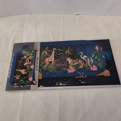 Message in a bottle exotic animals greeting card