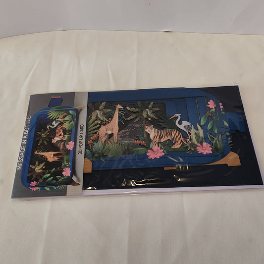 Message in a bottle exotic animals greeting card