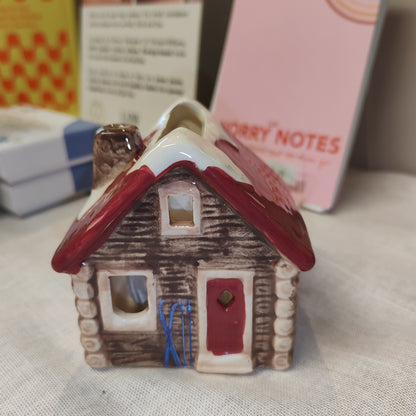 Alpine chalet style incense and tea light holder ceramic