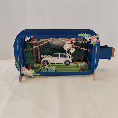 Message in a bottle pop up greeting card wedding