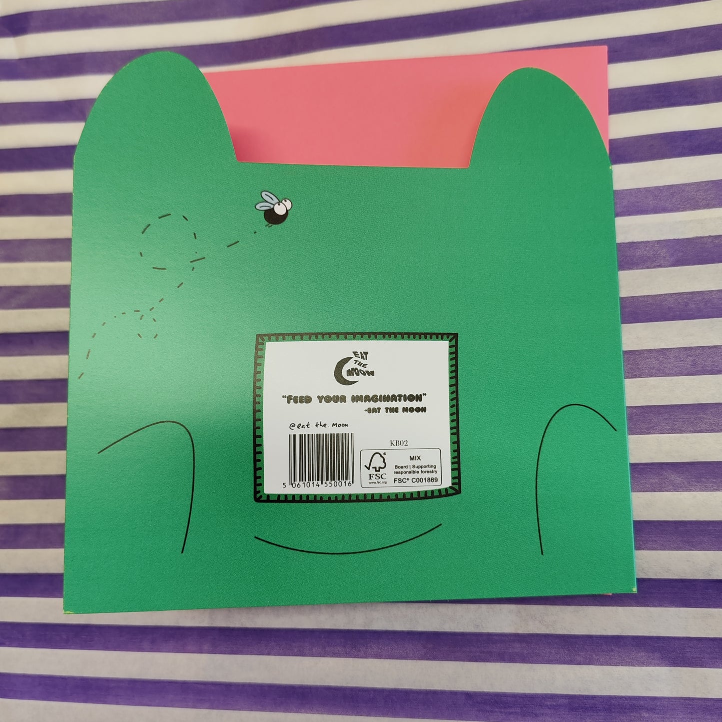 Frog eating fly ice-cream birthday greeting card