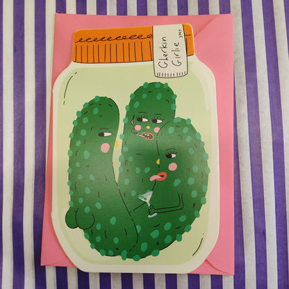 Gherkin Girlies cut out greeting card