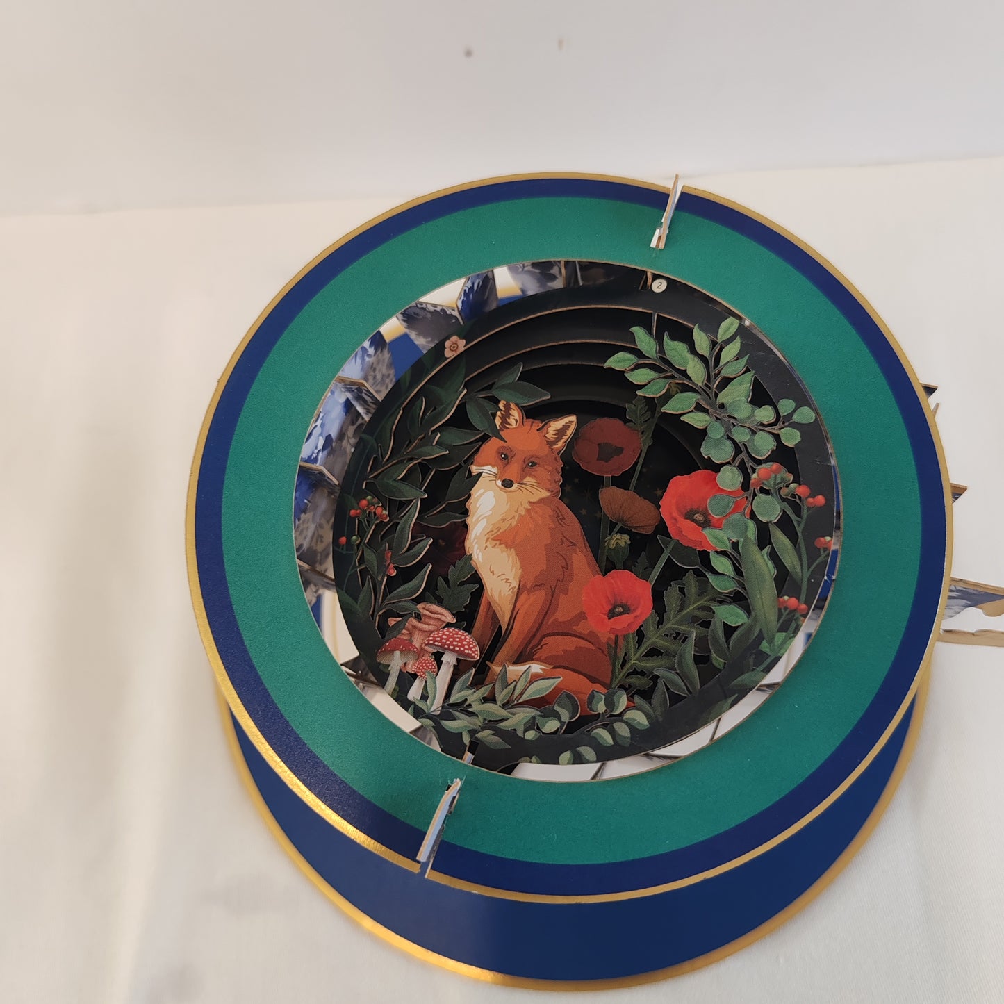 Cup of tea pop up greeting card. Fox theme