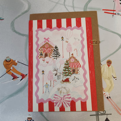 Christmas candy lane greeting card