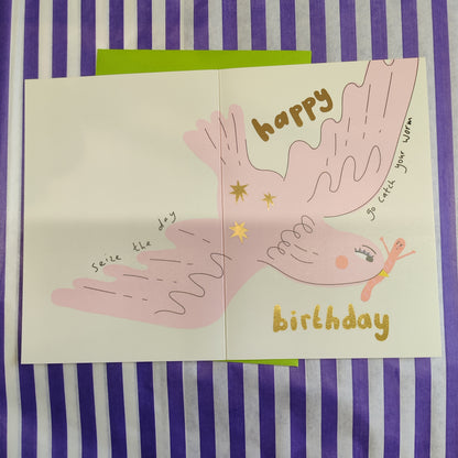 Go catch your worm greeting card