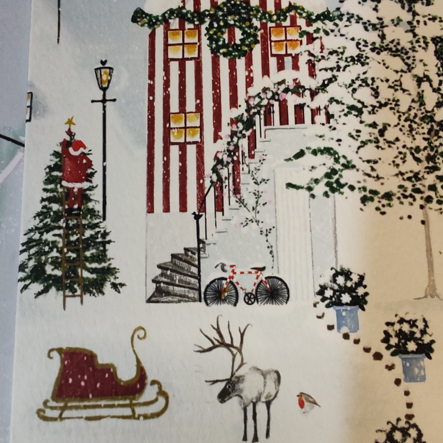 Father Christmas house greeting card