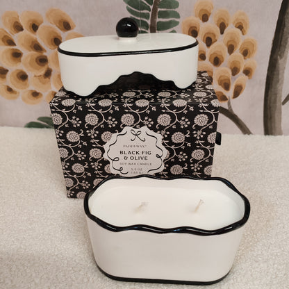 Cherie 5.5oz/155g Ceramic Dish Candle - Black-Black Fig & Olive