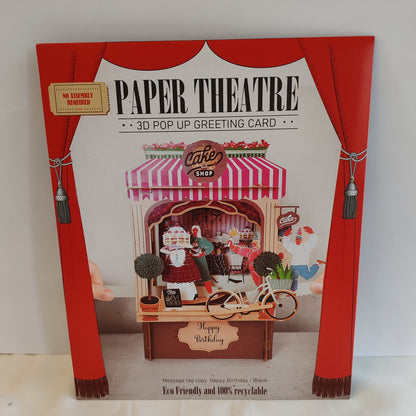 Paper theatre pop up greeting card. Cake stand theme