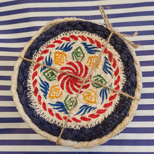 Jute kantha set 6 coasters