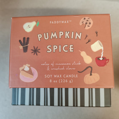 Bistro 8oz pumpkin scented candle in a ceramic pot.