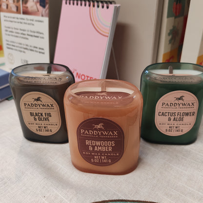 Vista Candle Redwood and Amber. Reusable glass votive