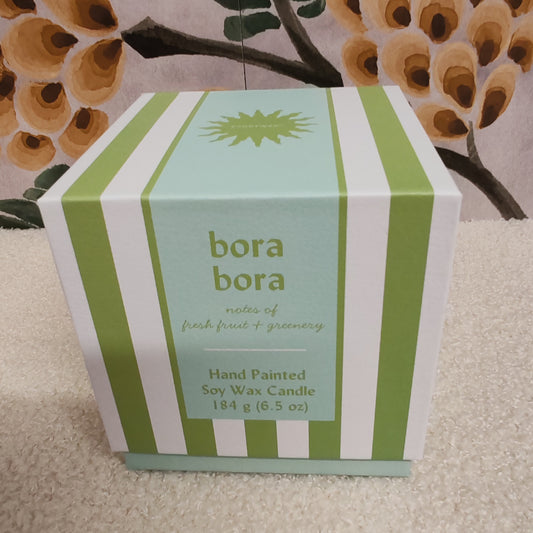 Cabana 6.5oz sage striped candle.