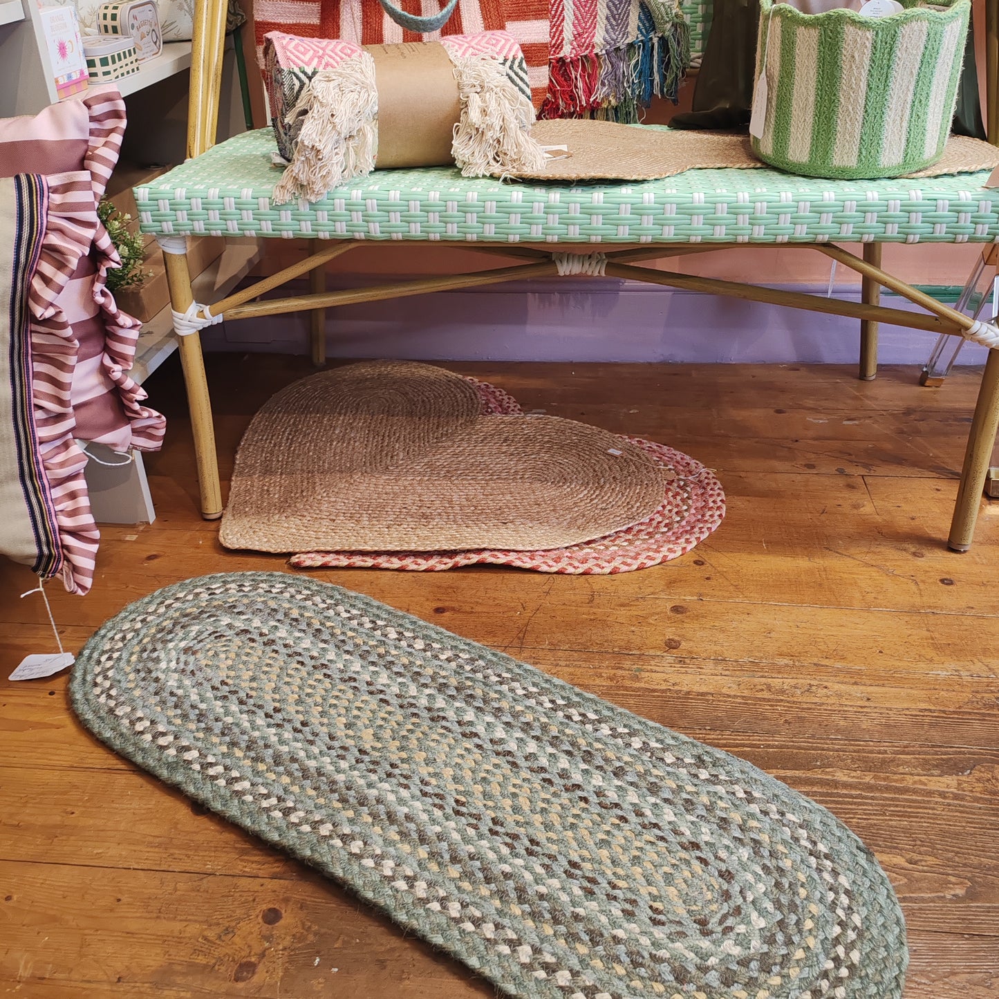 Jute table runner colours Seaspray 13" x 36"