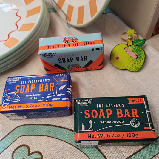 Soap bar scent of basil and neroli. Car theme packaging