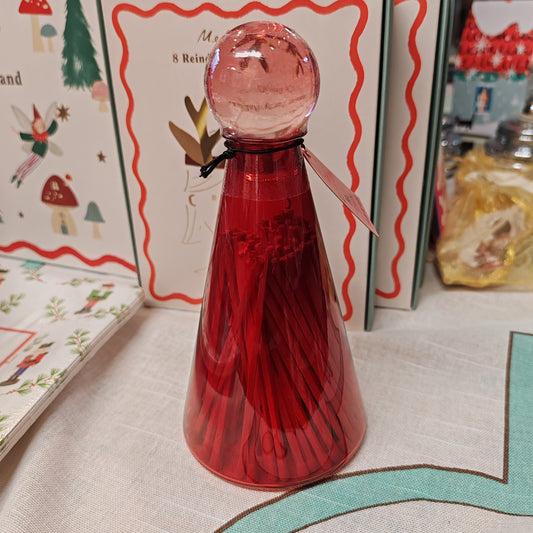 Red glass Matches Holder